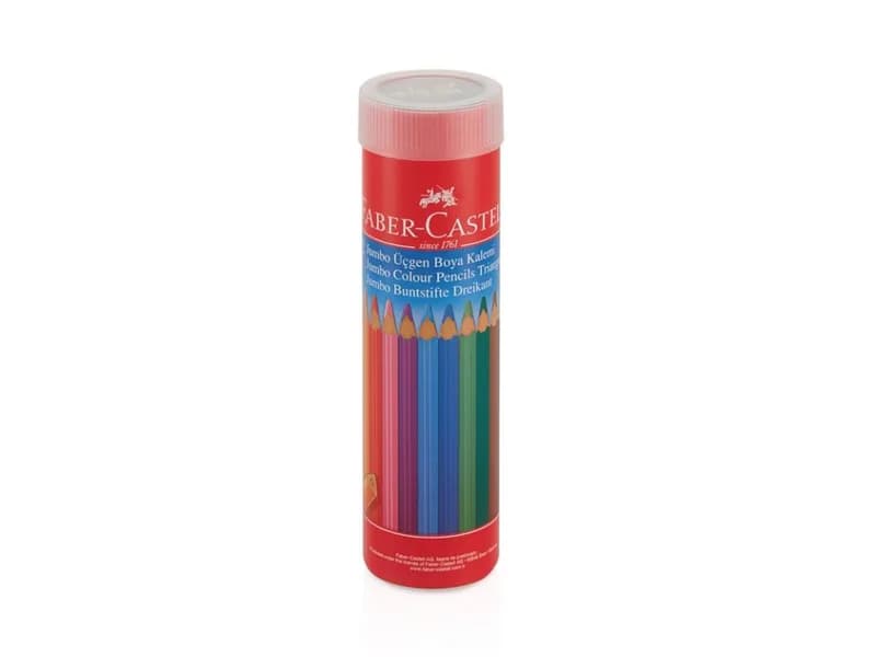 FABER 16615 FC METAL TÜPTE ÜÇGEN JUMBO BOYA KALEMİ 12 RENK